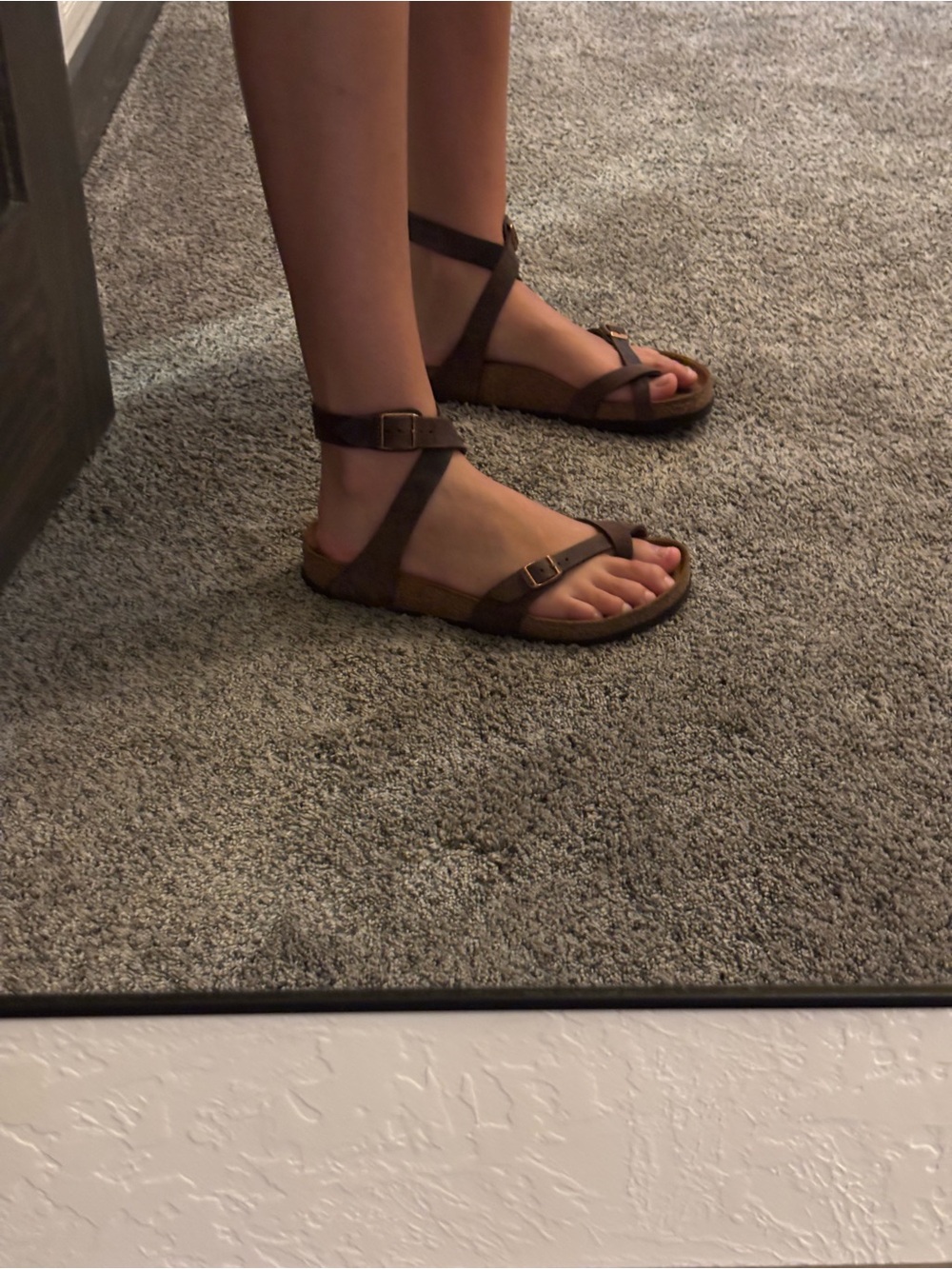 birkenstock yara sandals in dark brown leather womens